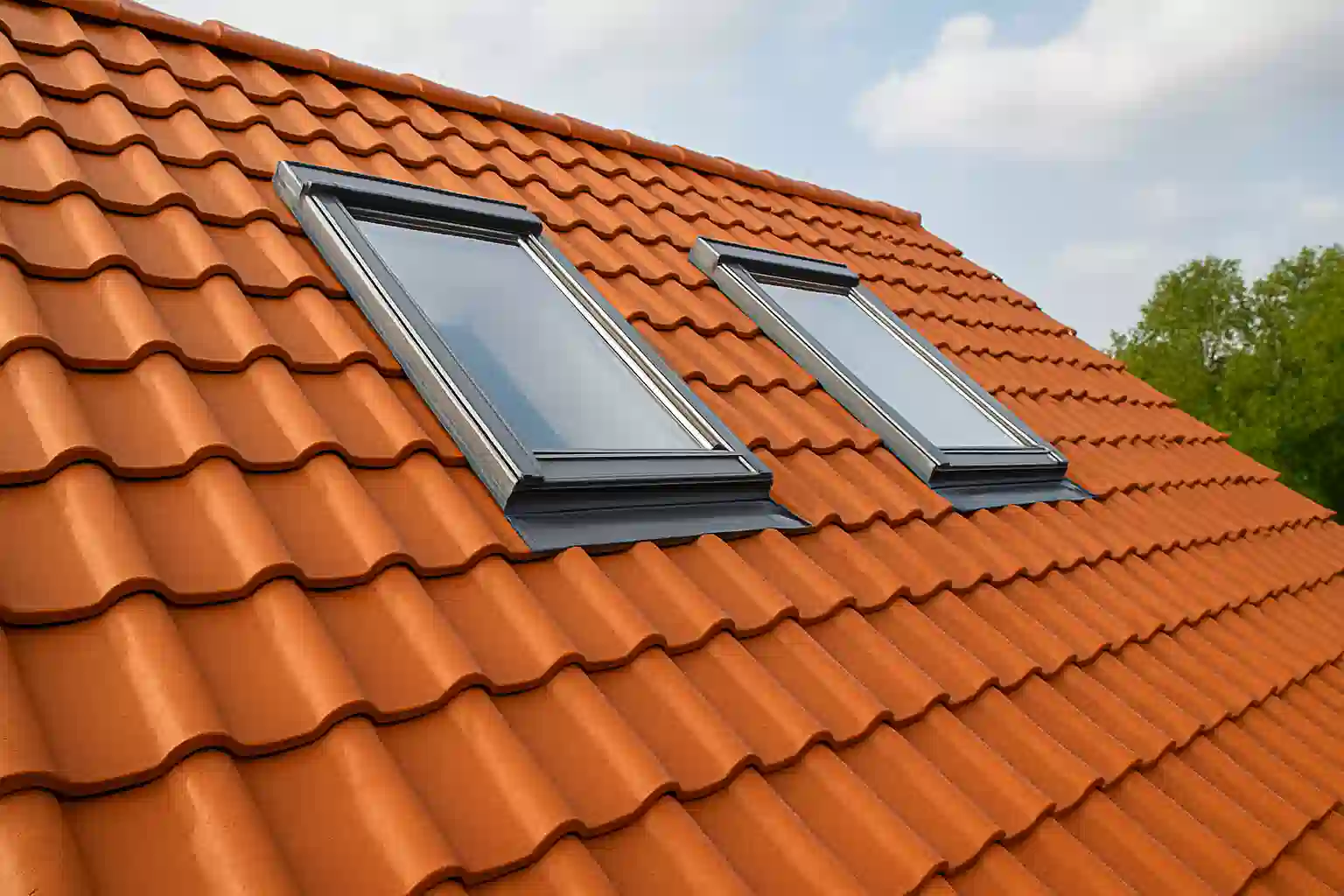 Clay and concrete roof tiles installation in various colors