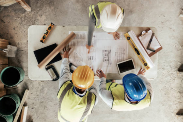 Professional construction team at work