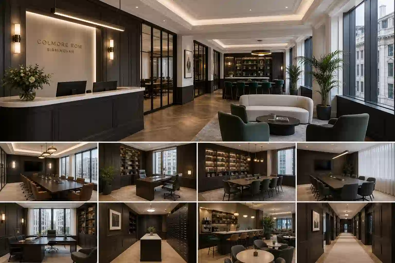 Professional services Cat-B office fit-out with partner offices and traditional joinery on Colmore Row, Birmingham