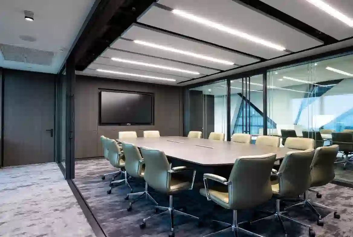 Premium Cat-B office fit-out across two floors of a Canary Wharf tower for a financial services firm in London
