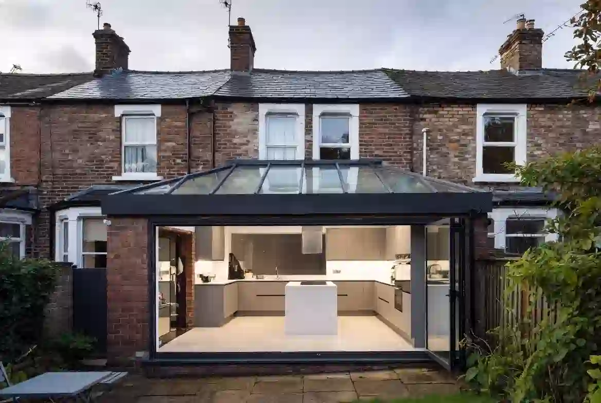 Bright single-storey rear kitchen extension with skylight in Chorlton, Manchester