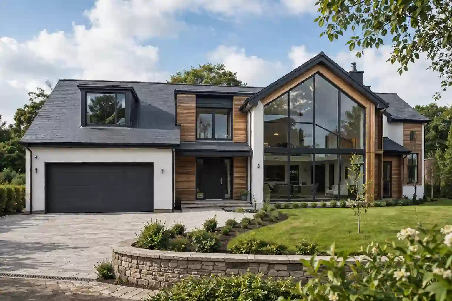 Contemporary 5-bedroom self-build home with large glazed curtain wall in Harrogate, Yorkshire